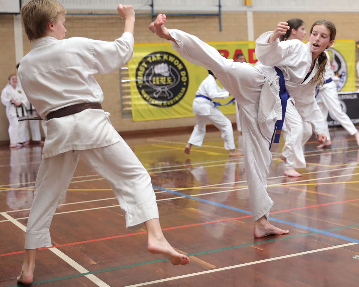 First Taekwondo Perth free sparring children