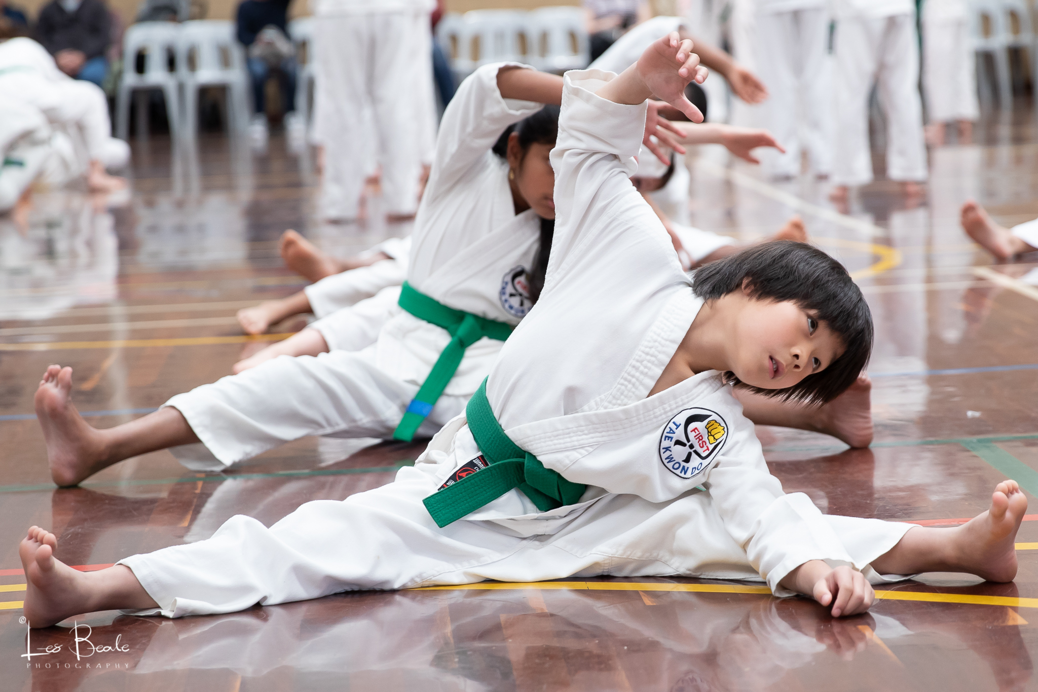 First Taekwondo Perth boy stretching